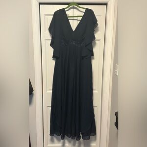 V-Neck Maxi Dress with Flutter Sleeves and Corset Back